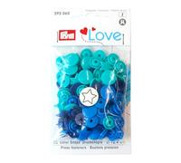 Boutons pression - Color snaps - étoiles - bleu/marine/turquoise - D12,4 mm - 21 pièces Bleu