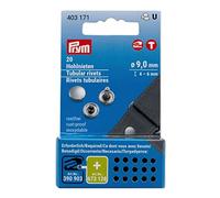Prym 403171 Lot de 20 rivets creux en laiton argenté 4-6 mm pour Vario Creative Tool