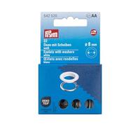 Prym 542520 Œillets Rondelles 8mm Blanc/Argent Compatible avec Vario Creative Tool
