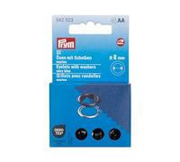 Prym 542523 Œillets avec rondelles 8 mm Bleu marine/argenté Compatible avec Vario Creative Tool