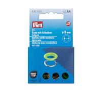 Prym 542525 Œillets avec rondelles 8 mm Vert clair/argenté Compatible avec Vario Creative Tool
