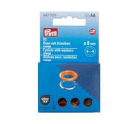 Prym 542526 Œillets Rondelles 8mm Orange/Argent Compatible avec Vario Creative Tool