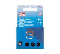 Prym 542530 Œillets Rondelles 8mm Marron Foncé/Argent Compatible avec Vario Creative Tool