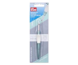 Prym 610925 - Découseur ergonomique - Petit - Avec pointe sphérique - Poignée antidérapante et capuchon de protection - Idéal pour couper les coutures et les points - Pour droitiers et gauchers
