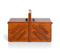 Boîte à couture en bois foncé - Panier rangement mercerie - Marron