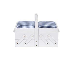 Prym 612577 - Scatola da cucito in legno S, colore: Bianco con tessuto