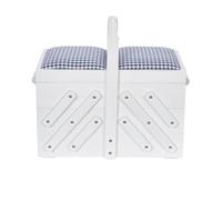 Prym Nähkasten Holz M weiß mit Stoff 612578 Travailleuse, bois M blanc avec tissu, Medium