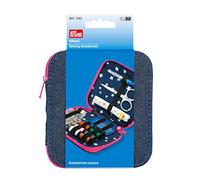 Prym 651242 Accessoires couture, trousse bleu jeans, fermerture à glissière fuchsia