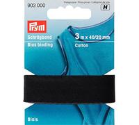 Prym 903000 Biais - coton, 40/20mm, noir, 3m, 100% CO, 20 mm Falzung: 40/20 mm, Set de 3 Pièces