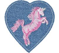 Prym 925417 Motif décoratif Patch Cœur avec Licorne, Pink