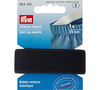 Prym 953145 Ruban velours élastique, 25mm, noir, 1m