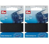 Prym 955246 Elastic Tape Strong 25 mm Black, 72% Polyester, 28% ED (Lot de 2)