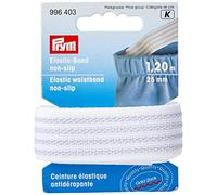 Prym 996403-1 Taille élastique, antidérapante, 25 mm, blanc, 1, 2 m, Caoutchouc, 25mm