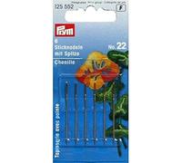 Prym Aiguilles À Broder Chenille No.22 Avec Pointe 6 Pièces, 40 mm Longueur x 0,90 mm D'Épaisseur, Argent