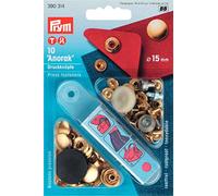 Prym Anorak Lot de 10 Attaches De Presse Anti-Coudre, Taille 15 mm, Or