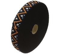 Prym Black with Orange Zig-Zag Design Patterned Elastic 25mm/1in (7mtr), Polyester Blend, Multi-Colour, 15 x 15 x 3 cm