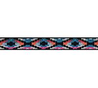 Prym Blue, Pink & Multi Ethnic Design Patterned Elastic 25mm/1in (7mtr), Polyester Blend, Multi-Colour, 15 x 15 x 3 cm