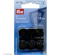 Prym 347162 Boutons Pression à Coudre, 13mm, Noir