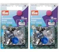 Prym Bouton couverture en tissu", métal, or, épaisseu Argent 15 mm, 6 (Lot de 2)