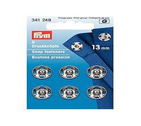 Prym Boutons Pression À Coudre en Laiton 6 Pièces, Diamètre 13 mm, Argent