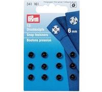 Prym Boutons pression à coudre laiton Ø 6mm - 12 pièces - Noir Noir