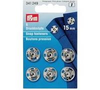 Prym Boutons pression à coudre laiton - 15 mm - Lot de 6 - Noir/Argent Argent