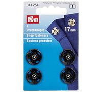 Prym Boutons Pression en Laiton À Coudre 4 Pièces, 17 mm Diamètre, Noir