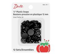 PRYM CONSUMER USA INC. Boutons-pression en plastique, ronds, finition noire mate, taille unique.