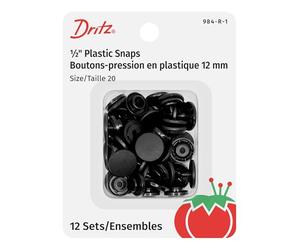 PRYM CONSUMER USA INC. Boutons-pression en plastique, ronds, finition noire mate, taille unique.