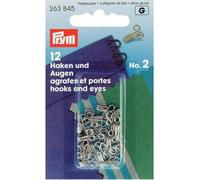 PRYM crochet à ressort et yeux, laiton, taille 2, argenté
