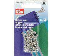 Prym Crochets Et Yeux Laiton 12 Pièces, Taille N° 3, Argent