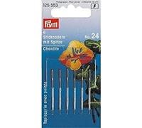 Prym Aiguilles à broder chenille pointues n°24 argentées œil doré 0,80 × 37 mm