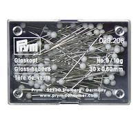 Prym Épingles tête de Verre, 0,60 x 30mm, Blanc, 10g, Alloy Steel, White, 30 x 0,6mm