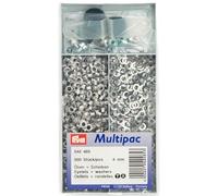 Prym Eyelets and Washers, Laiton, Silver, 4 mm Innen Ø, silberfarbig, 500 Stück