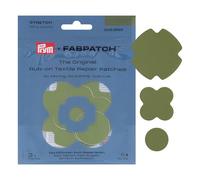 Prym FabPatch 921004 Lot de 3 patchs de réparation auto-adhésifs bi-élastiques pour vêtements de sport, leggings, vestes et baskets - Réparation textile sans couture ni repassage - Olive