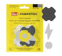 Prym FabPatch 921024 Lot de 3 patchs réfléchissants à coller pour vestes, sacs à dos et accessoires - Visibilité dans l'obscurité - Autocollant sans couture ni repassage - Noir/gris