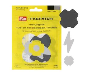 Prym FabPatch 921024 Lot de 3 patchs réfléchissants à coller pour vestes, sacs à dos et accessoires - Visibilité dans l'obscurité - Autocollant sans couture ni repassage - Noir/gris