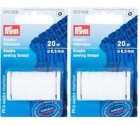 Prym Fil À Coudre Élastique, 20 Mètres Longueur x 0,5 mm D'Épaisseur, Blanc (Lot de 2)