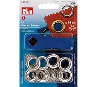 Prym Œillets avec rondelles, Laiton, Argent, 14 mm