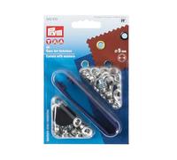 Prym Œillets/rondelles 5 mm Laiton Argent + Outil PRYM_542410-1