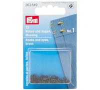 Prym Laiton No.1 Crochets Et Yeux 12 Pièces, Taille 12 mm, Noir