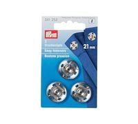 Prym Lot de 3 boutons pression à coudre en laiton, noir, 21 mm, argenté