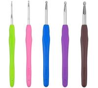 Prym Lot de 5 crochets ergonomiques pour débutants et amateurs de crochet 2 mm, 3 mm, 4 mm, 5 mm, 6 mm 5 tailles avec poignée en silicone multicolore 14 cm