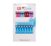 Prym – Pinces à tissus Love – 2,6 et 5,5 cm – Bleu clair/Rouge/Violet/Rose