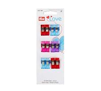 Prym Love Fabric Clips 2.6 cm, Light Blue/Red/Purple/Pink, 18 x 6.7 x 1.2 cm