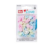 Prym Love Fermeture À Pression De Couleur - Coeur, 12.4Mm, Rose/Vert/Bleu Clair
