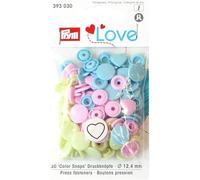 PrymLove Fermoirs Colorsnaps cœur sans couture plastique 12,4 mm 30 pièces Rose/Vert pâle/Bleu clair