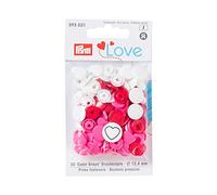 Prym Love Fermeture À Pression De Couleur - Coeur, 12.4Mm, Rouge/Blanc/Rose