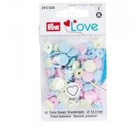 PrymLove Fermoirs Colorsnaps cœur sans couture plastique 12,4 mm 30 pièces Rose/Vert pâle/Bleu clair