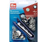 Prym Oeillets avec Rondelles 24 Pièces, Diamètre 8 mm, Argent